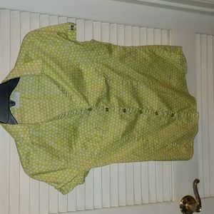 Green polka dot blouse